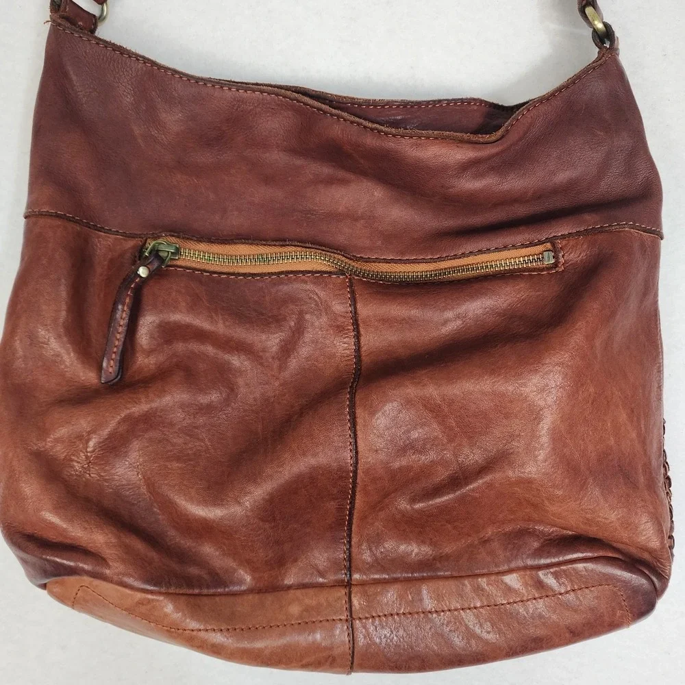 Marta Ponti Portugal Hobo Bag Womens Brown Woven Leather Top Handle Shoulder Bag